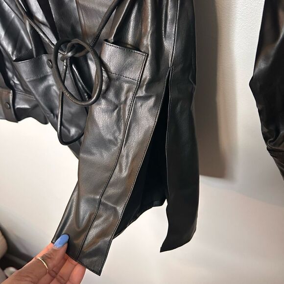 Theory Faux Leather Shirt Jacket - Picture 8 of 12